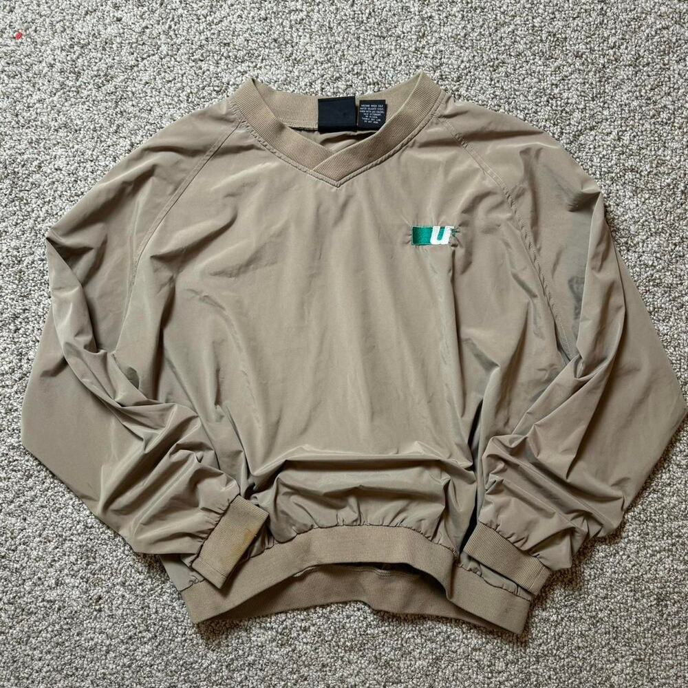 Green and khaki vintage windbreaker Logo Embroidered